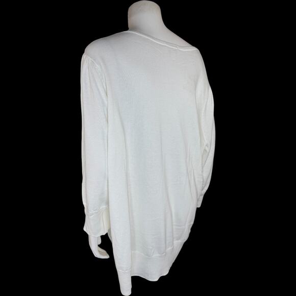 Belle by Kim Gravel Puff Sleeve V-Neck Sweater Cream Cotton Rayon 2X NWOT - Picture 3 of 13